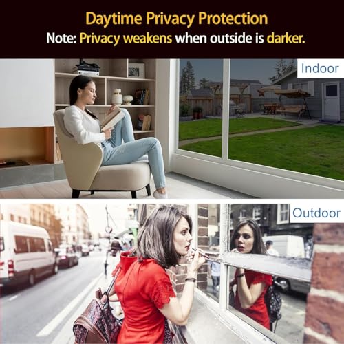 One Way Window Privacy Film Sun Heat Blocking (Pure Silver / 35.4 Inch * 157.4 Inch)