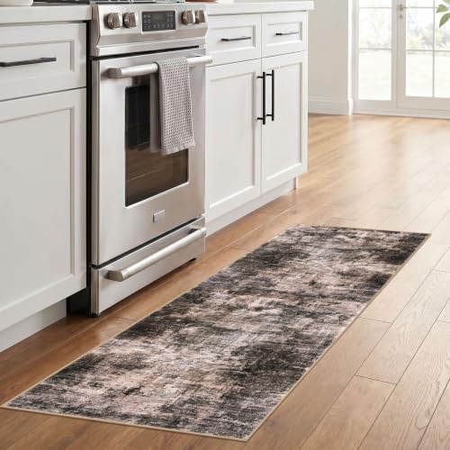Abstract Runner Rug 2x6 Ft Washable Runners for Hallways (Brown/Rust / 2' x 6' (Rectangular))