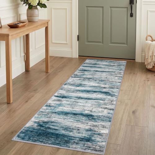 Modern Hallway Runner Rug 2x5 Washable Kitchen Runner Rugs Blue (Blue / 2' x 5' (Runner))