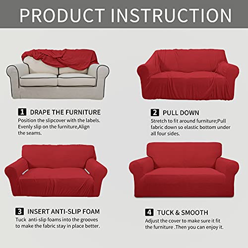 Stretch Oversized Sofa Couch Slipcover Washable Christmas Red (X-Large Sofa / Christmas Red)
