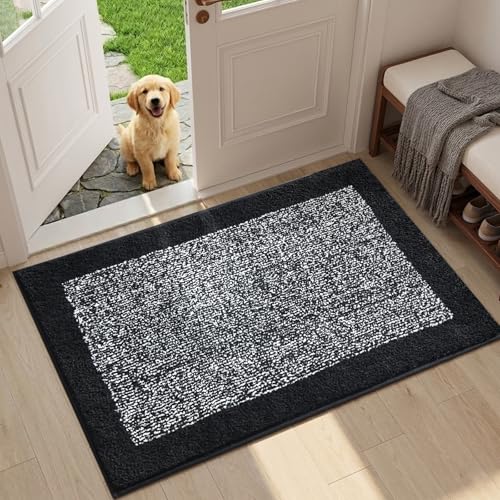 Bathroom Rugs 30x20 Non Slip Washable (Black / 1'8" x 2'6" (Rectangular))