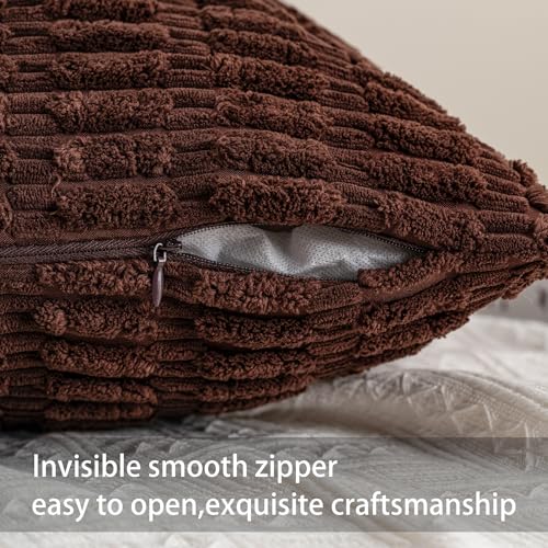 Pack of 2 Corduroy Decorative Throw Pillow Covers 12x24 Inch (Dark Brown / 24" x 12" (Pack of 2))