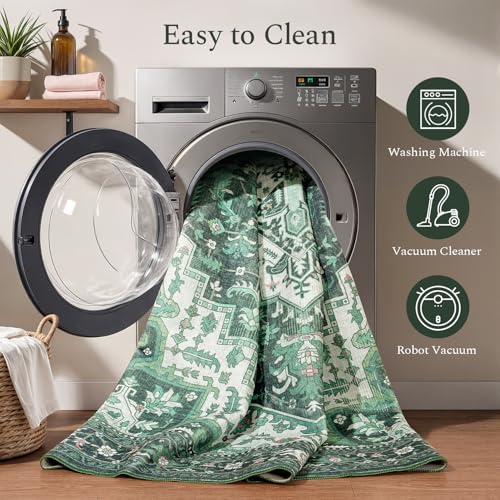 9x12 Area Rugs for Living Room (Floral Green Cream / 9' x 12' (Rectangular))