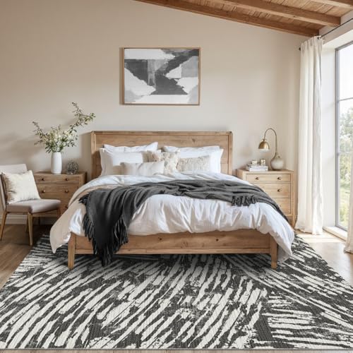 Washable 5x7 Area Rugs for Living Room Modern Rug (Charcoal / 5' x 7' (Rectangular))