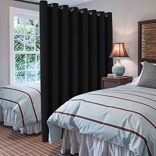 Blackout Patio Curtains 100 x 84 Inches for Sliding Door Extral Wide Blackout Curtain Panels Thermal Insulated Room Divider (100"W x 84"L (Pack of 1) / Jet Black)