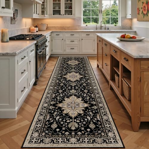 Washable Area Rug (Black/Neutral / 3' x 9' (Rectangular))