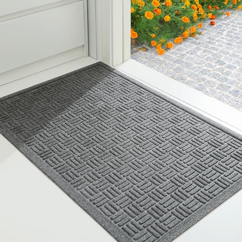Front Door Mat Outside Entrance (Grey / 2'8" x 3'11" (Rectangular))