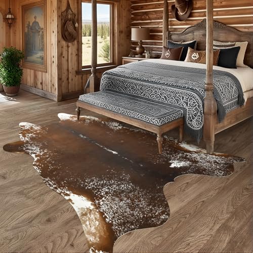 Faux Cowhide Rug (6'3" x 5'2" (6.2"×5.2 ft) / Spotted Brown)