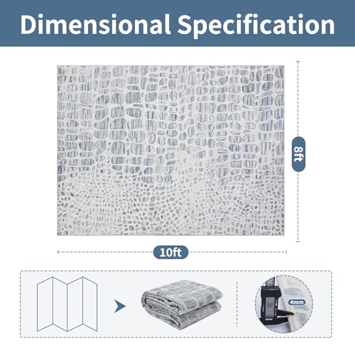 8x10 Washable Area Rugs for Living Room (8' x 10' (Rectangular) / White-blue-gray)