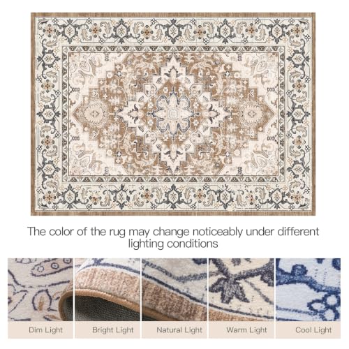 3x5 Area Rugs for Living Room Bedroom (Floral Brown / 3' x 5' (Rectangular))