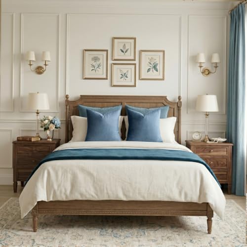 Stone Blue Velvet Throw Pillow Covers 20x20 Pack of 2 (Stone Blue / 20" x 20" (Pack of 2))