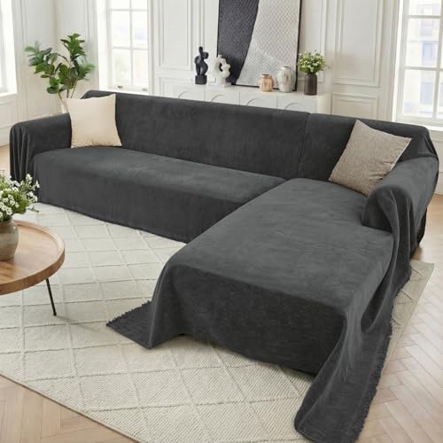 2 Pieces Sectional Couch Covers L Shaped Cover XL Charcoal Gray (Charcoal Gray / 71"×110"+71"×118")
