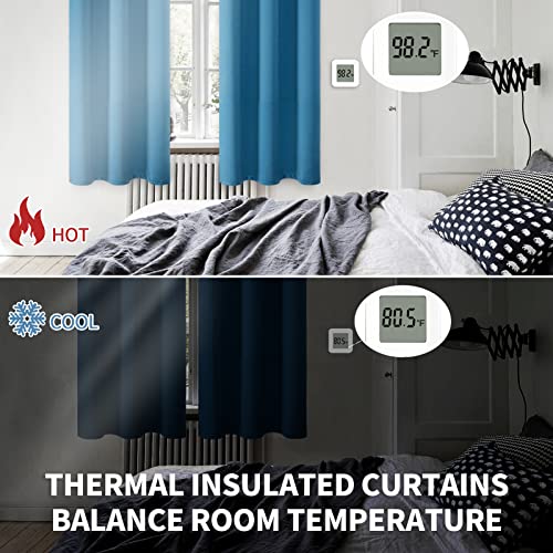 Short Curtains for Small Window 54 Inch Long (Steel Blue / 38"W x 54"L (Pack of 2))