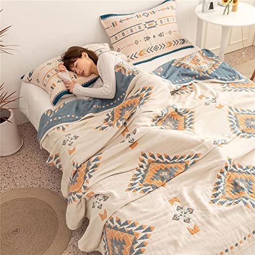 Fall Cotton Muslin Boho Throw Blanket 60"x80" for Couch Bed (K-roman Holiday / 60"x80")