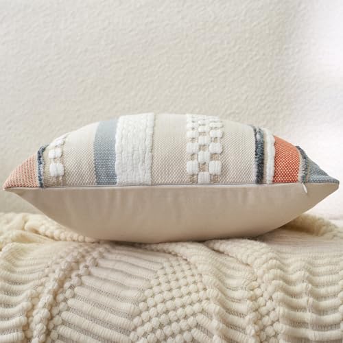 Boho Throw Pillow Covers 18x18 Inch Set of 2 (Orange Blue / 18" x 18" (Pack of 2))