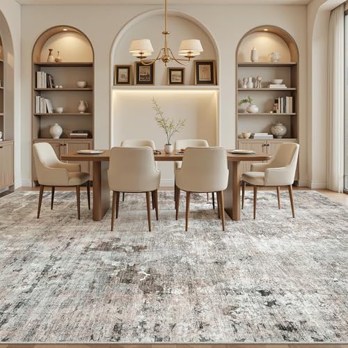 10x14 Area Rugs for Living Room Washable Rug Abstract Pink (Pink/Grey / 10' x 14' (Rectangular))