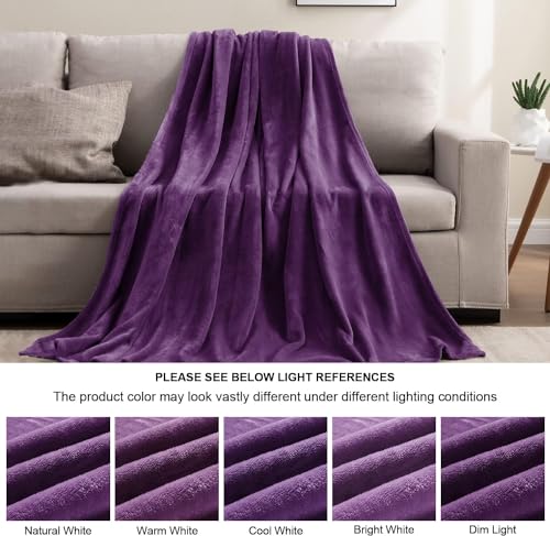 Fleece Blanket Soft Plush Throw for Couch Purple 50"x70" (Purple / Throw XL(50"x70"))