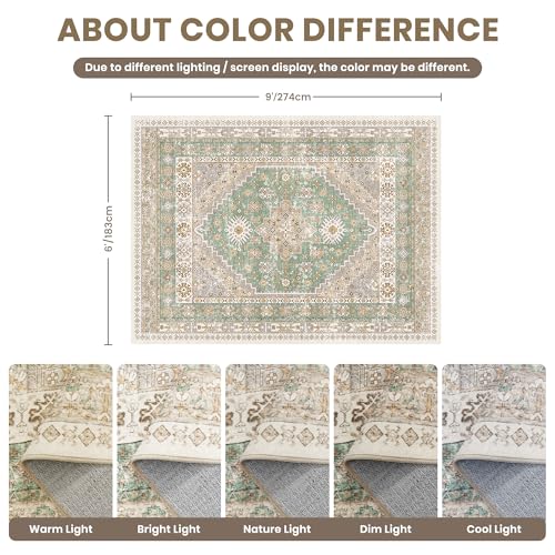 6x9 Area Rugs for Living Room (Green/Brown / 6' x 9' (Rectangular))