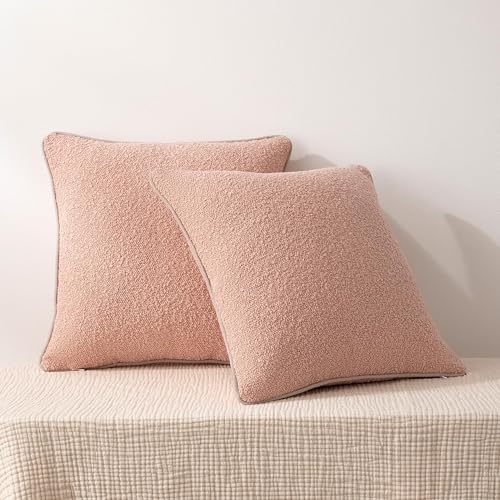 Boucle Throw Pillow Covers for Couch (Pink / 24" x 24" (Pack of 2))