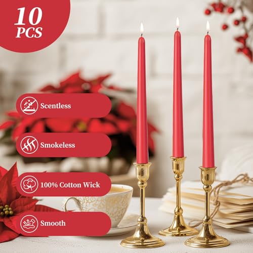 0.87×10 Inch Red Taper Candles (Red)