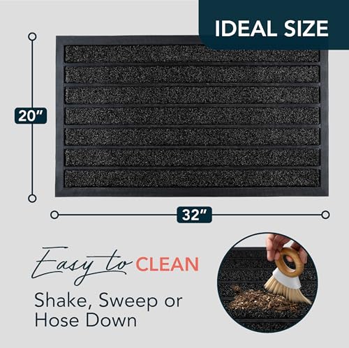 Extra Durable Door Mat Outside Entrance (32'' x 20'' (Rectangular) / Bright Black)