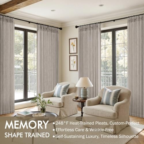 Pinch Pleated Thick Linen Curtains 90 Inches Taupe Window Curtains (Taupe / 40"W x 90"L (Pack of 2))