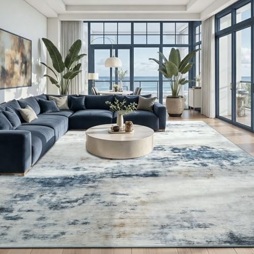 Washable 6x9 Area Rug with Non (Blue / White / 6' x 9' (Rectangular))