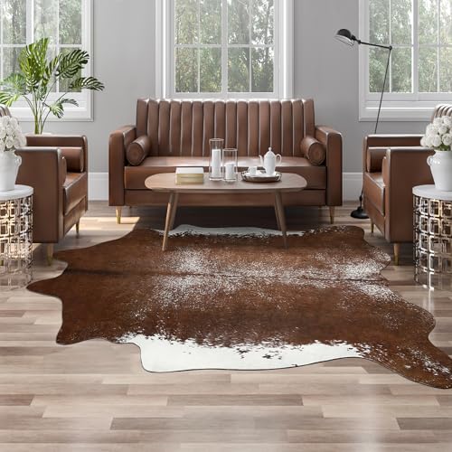 Faux Cowhide Rug (5'2" X 6'3" (Irregular) / Dark Brown)