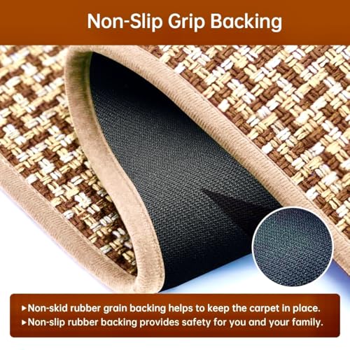 Kitchen Rugs and Mats Non Skid Washable Set of 2 PCS (Brown)