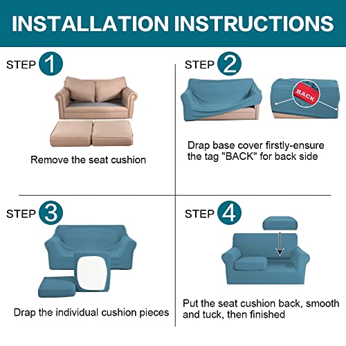 3 Piece Sofa Covers for 2 Cushion Couch Sofa Slipcover Soft Couch Cover for Dogs (Sofa (2 Cushion) / Storm Blue)