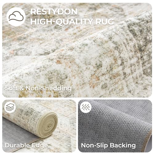 Washable Runner Rugs for Bedroom (Grey/Yellow / 2' x 6' (Runner))