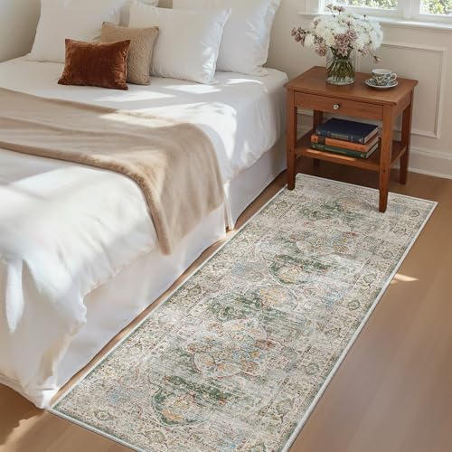 Washable Runner Rug 2x6 Runners for Hallways Non Slip (Green / 2' x 6' (Runner))