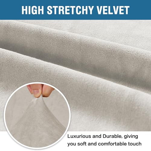 1 Peice Stretch Velvet Sofa Covers for 3 Cushion Couch Covers Sofa Slipcovers Furniture Protector Soft (Oatmeal / Sofa)