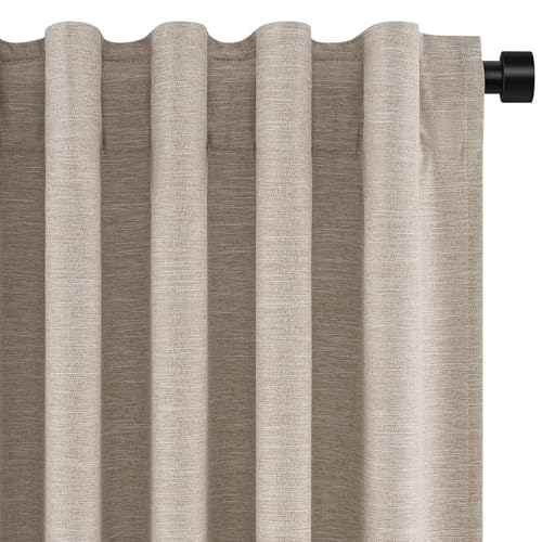 72 Inch Long Black Out Linen Boho Curtains for Living (Linen / 52"W x 72"L (Pack of 2))