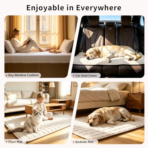 Velvet Couch Covers for Sectional Sofa (Beige White / 1PC/35.4"x94"/3-4 Seat & Long "L" Part)