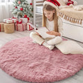 Pale Pink Round Rugs for Bedroom (4 Ft Round / Pale Pink)