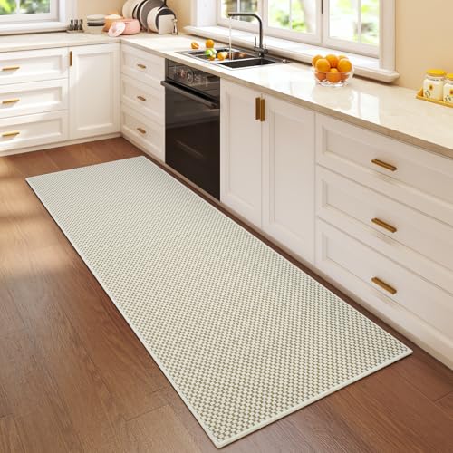 Hallway Runner Rug Woven Washable Long Kitchen Runner Beige 2x5 ft (Beige / 2' x 5')