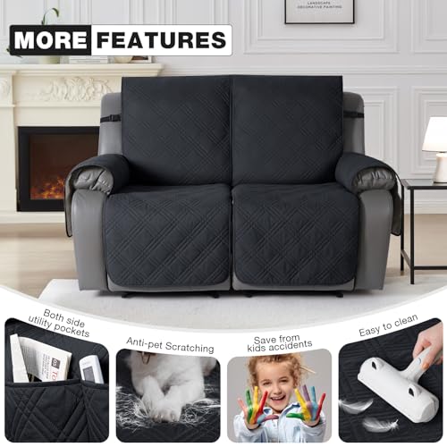 100% Waterproof Loveseat Recliner Cover (Black / 2 Seater Standard)