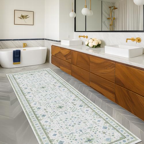 Oushak Wide Hallway Runner Rug 2'6"x8' (2'6" x 8' (Runner) / Cream Green)