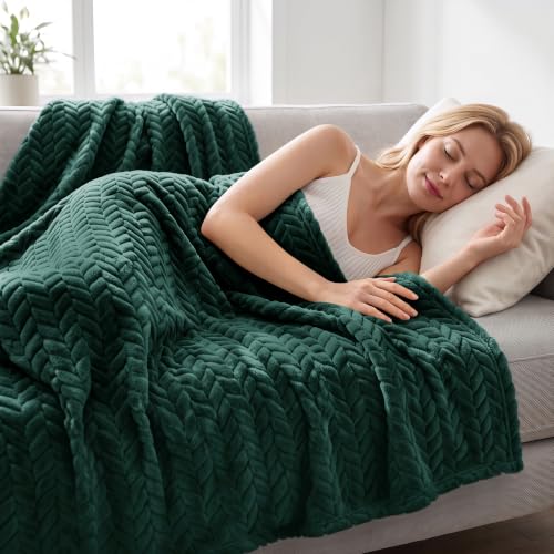 Fleece Throw Blanket for Couch Sofa (Forest Green / Throw ( 50x70 IN ))