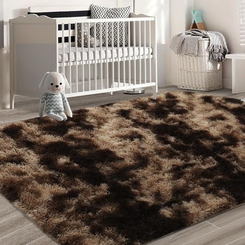 Shag Area Rugs for Bedroom Living Room (Mottling Brown / 4' x 6' (Rectangular))