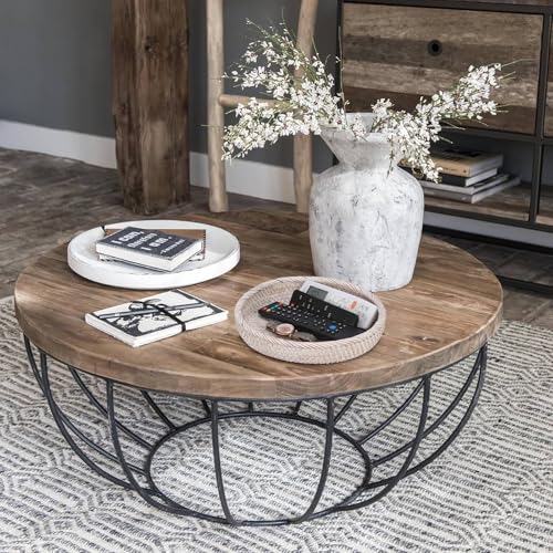 Key Basket Bowl for Entryway 10" Round Woven Wicker Serving Tray (Medium, 9.9" / Whitewash)