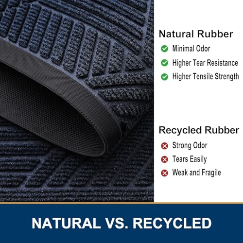 Half Circle Front Door Mat Outside Entrance (Navy Blue / 47" X 32")
