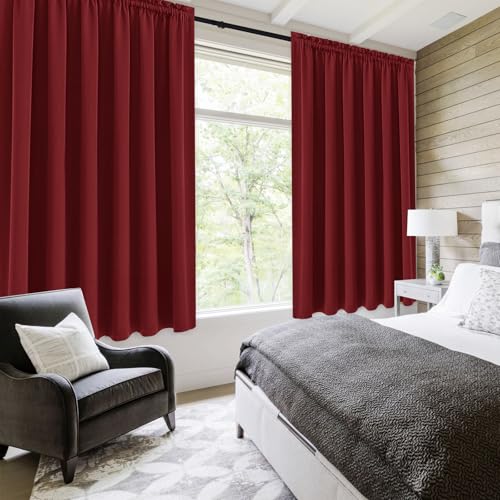 Short Blackout Curtains 60 x 36 Inch Long for Kitchen RV Bunk Burgundy (Burgundy / 60"W x 36"L (Pack of 2))