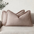 Boho Linen Fringe Lumbar Throw Pillow Covers 12×24 Dusty Pink (24" x 12" (Pack of 2) / Rose Dust)