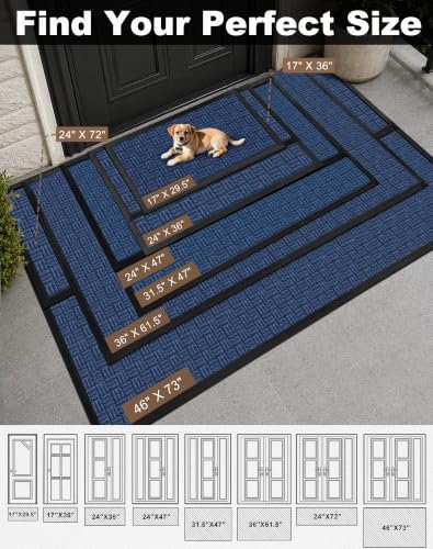 Front Door Mat Outdoor Entrance (Coastal Blue / 2' x 2'11" (Rectangular))