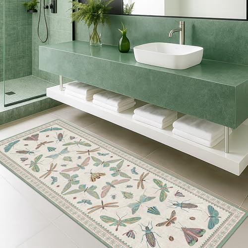Washable Non Slip Bathroom Runner Rug 2x5 (2' x 5' (Runner) / Beige Green)