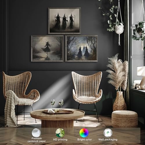 03 Pcs Unframed Vintage Moody Witch Art (Unframed / Ghost 3)