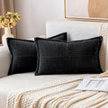 Decorative Lumbar Throw Pillow Covers 12x20 Inch Black 2 Pack (Black / 20" x 12" (Pack of 2))