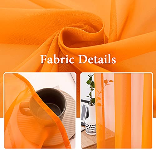 Orange Fall Sheer Curtains 54 X 96 Inches (Orange / 54"W x 96"L (Pack of 2))
